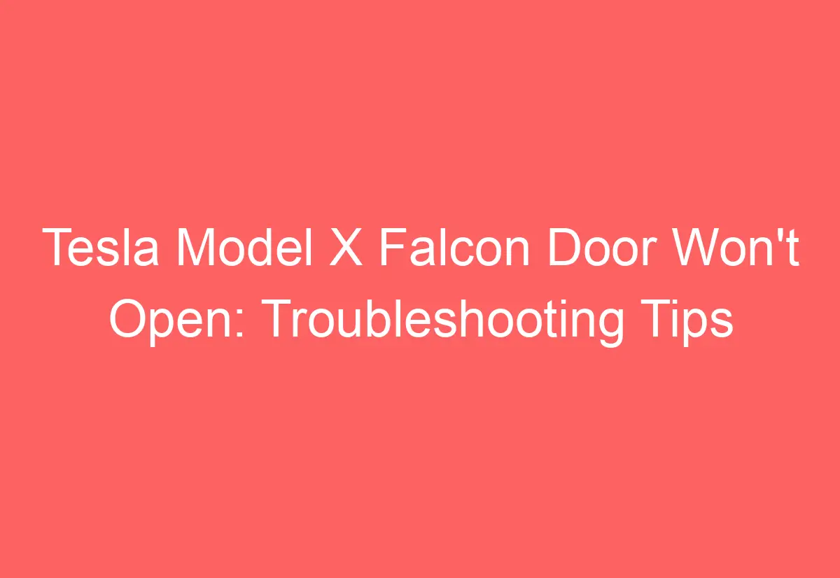Tesla Model X Falcon Door Won't Open Troubleshooting Tips