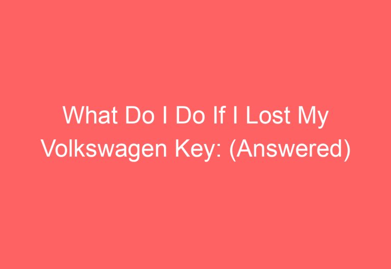 What Do I Do If I Lost My Volkswagen Key: (Answered)