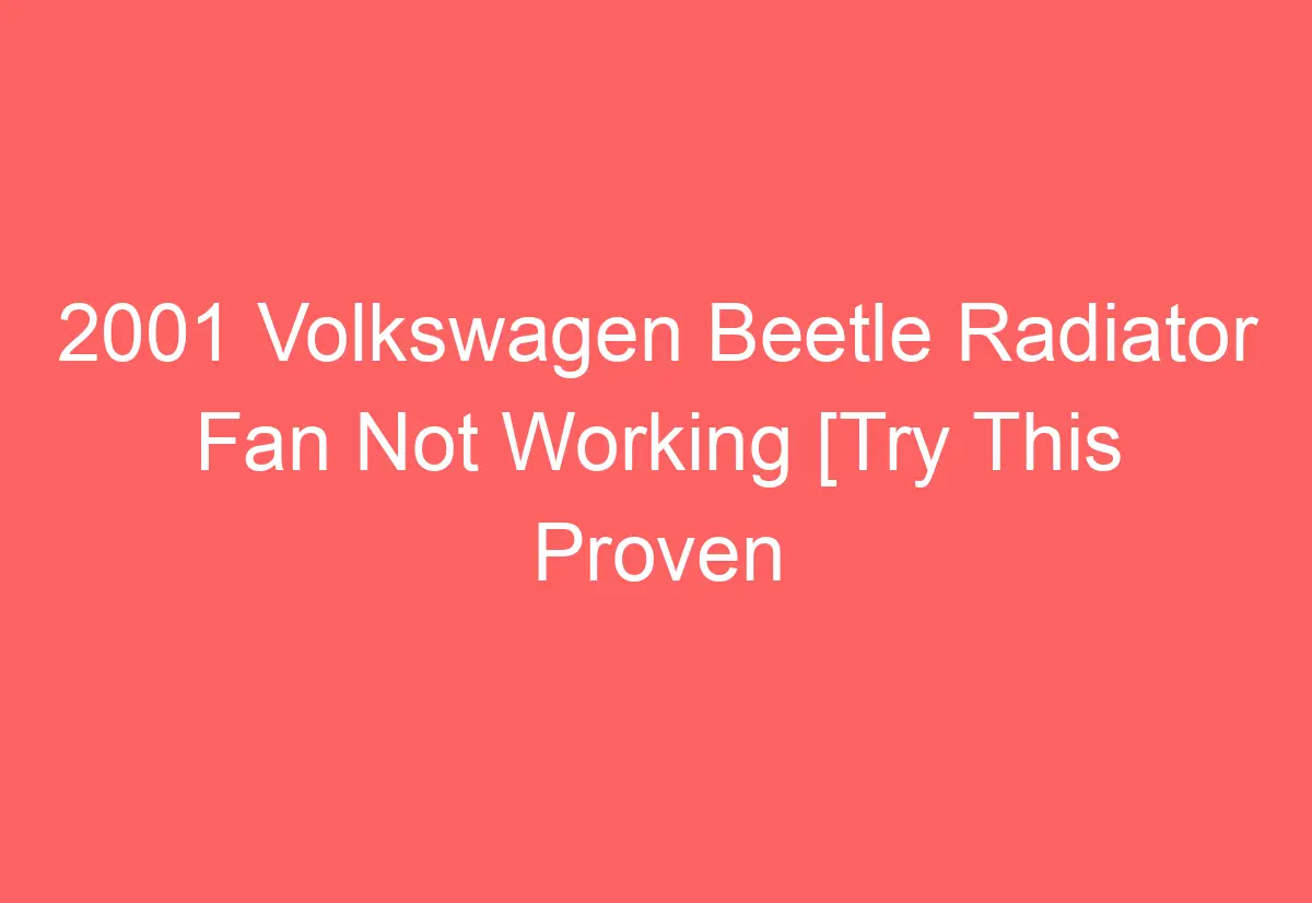 2001 Volkswagen Beetle Radiator Fan Not Working [Try This Proven Fixes