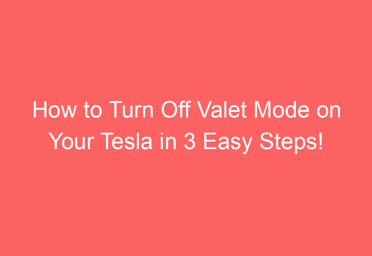 How to Turn Off Valet Mode on Your Tesla in 3 Easy Steps! AutomotiveGlory