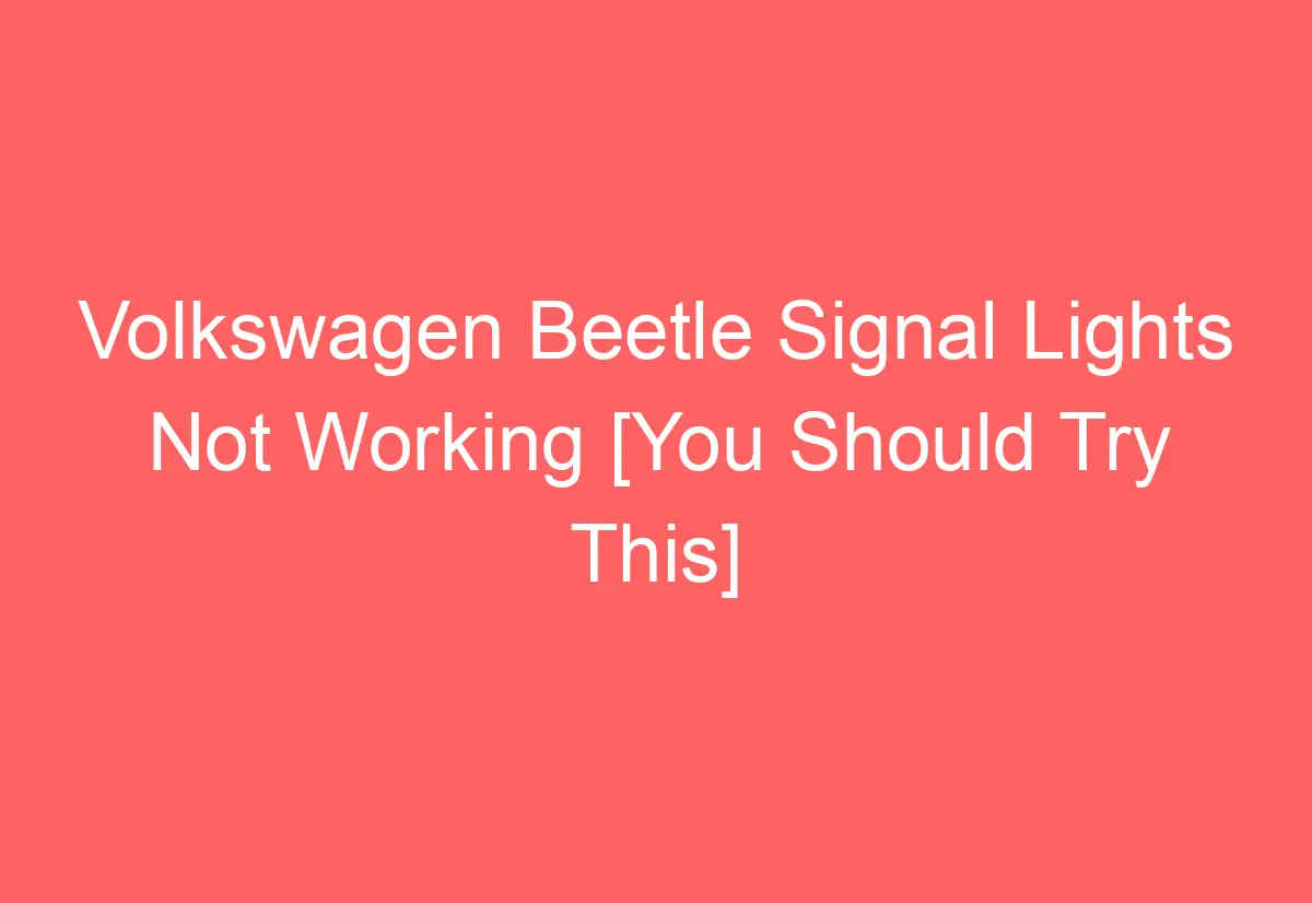 Volkswagen Beetle Signal Lights Not Working [You Should Try This ...