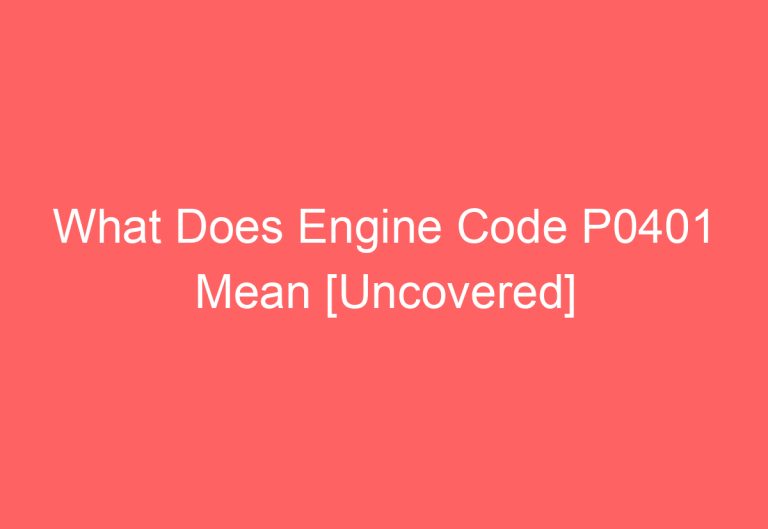 What Does Engine Code P0401 Mean [Uncovered]