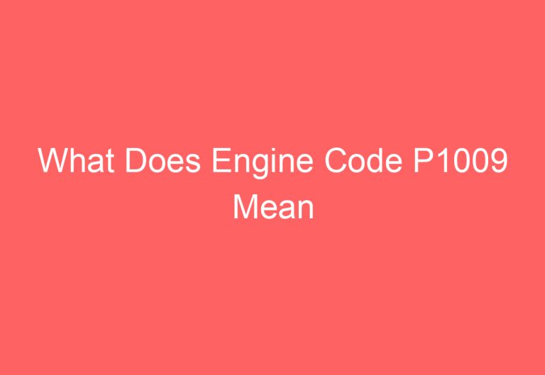 What Does Engine Code P1009 Mean