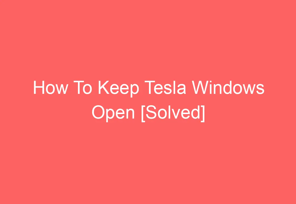 How To Keep Tesla Windows Open [Solved] AutomotiveGlory