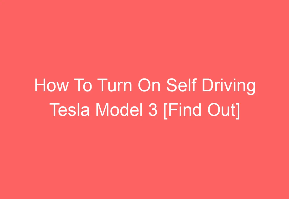how to turn on self driving tesla model 3 2024